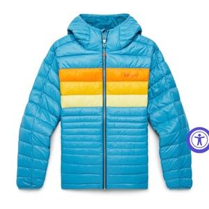 Cotopaxi Fuego Hooded Down Jacket- Poolside Stripes